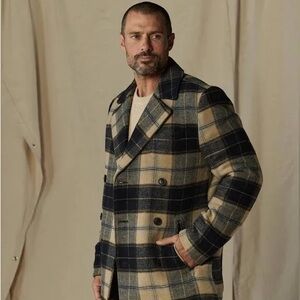 The Normal Brand Lan Jacket in Navy Windowpane Plaid - Size medium
